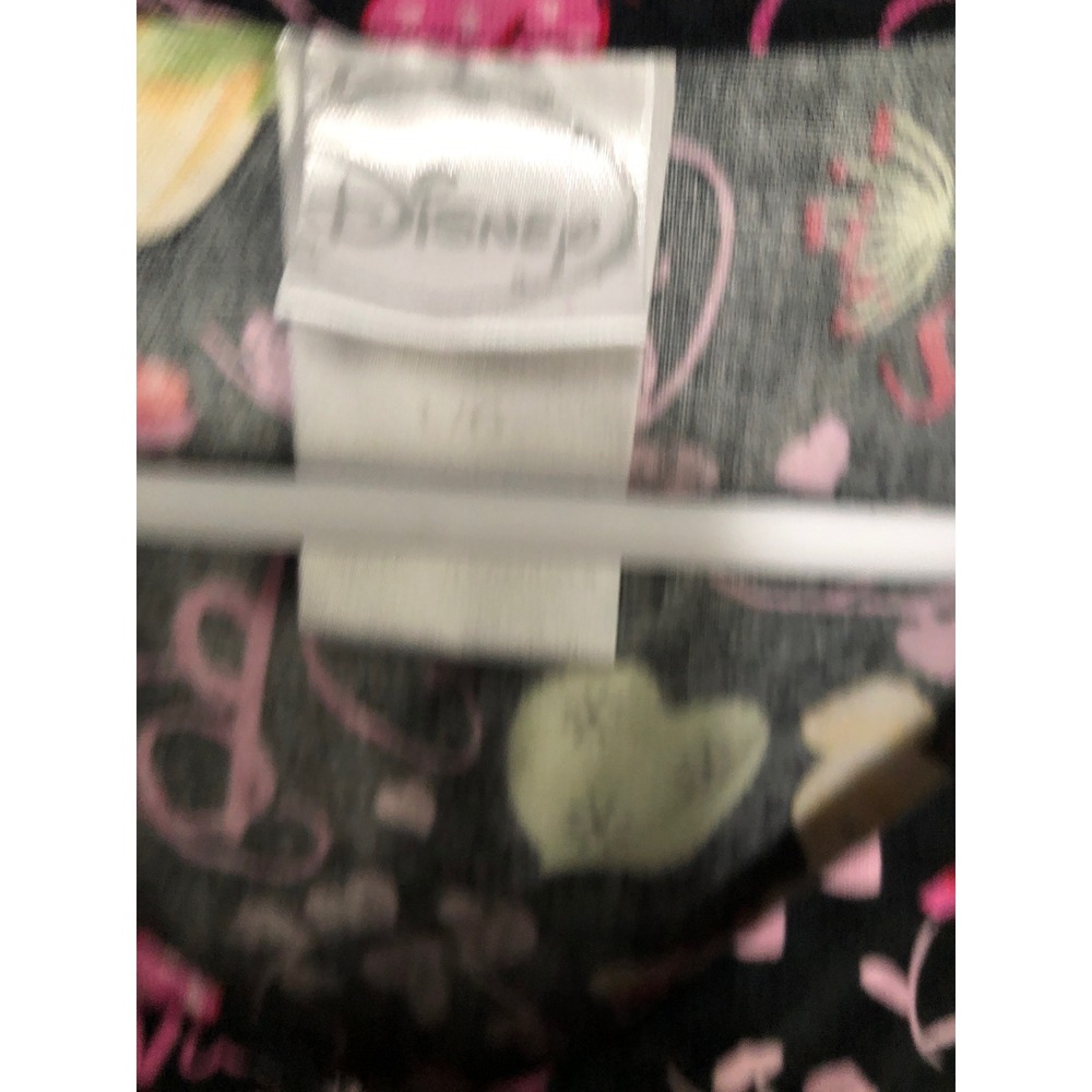 Disney Tinker Bell Fairy Valentine Love Scrub Top Hearts Black Pink Hearts L - Picture 3 of 9